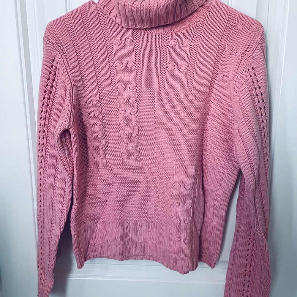 Pink Bloomingdale’s Braided Sweater